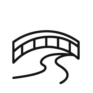 Simple Outline Modern Bridge Over River Landscape Illustration Icon