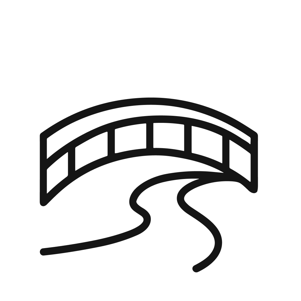 Simple Outline Modern Bridge Over River Landscape Illustration Icon