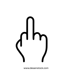Outline Simple Middle Finger Offensive Gesture Hand Sign Icon Element