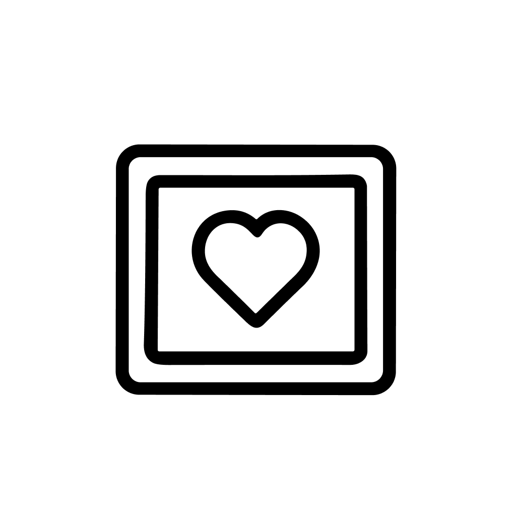 Line Art Heart Icon in Frame Shape Symbol Element