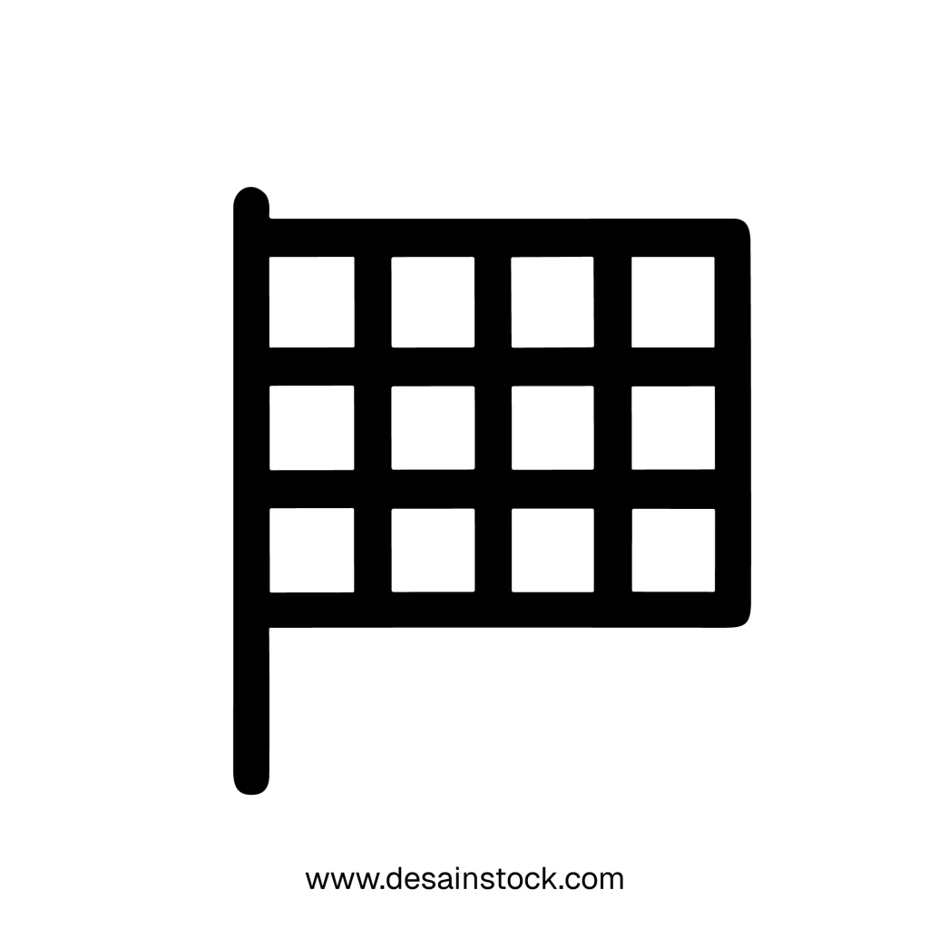 Simple Outline Grid Checkered Finish Race Flag Symbol Icon