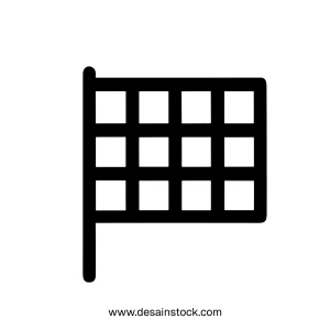 Simple Outline Grid Checkered Finish Race Flag Symbol Icon