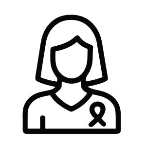 Simple Line Art Woman with Breast Cancer Awareness Ribbon Icon
