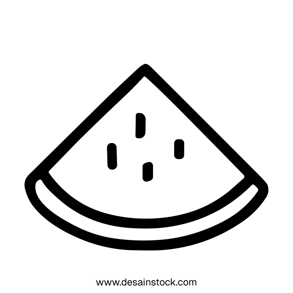 Simple Outline Watermelon Slice Fruit Icon Summer Food Illustration