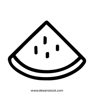 Simple Outline Watermelon Slice Fruit Icon Summer Food Illustration