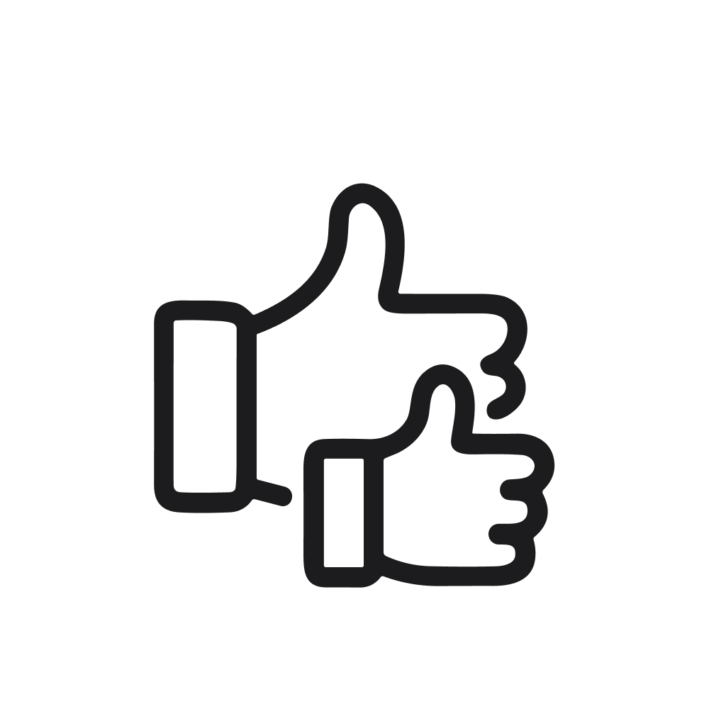 Line Art Stacked Thumbs Up Hand Gesture Approval Icon Symbol