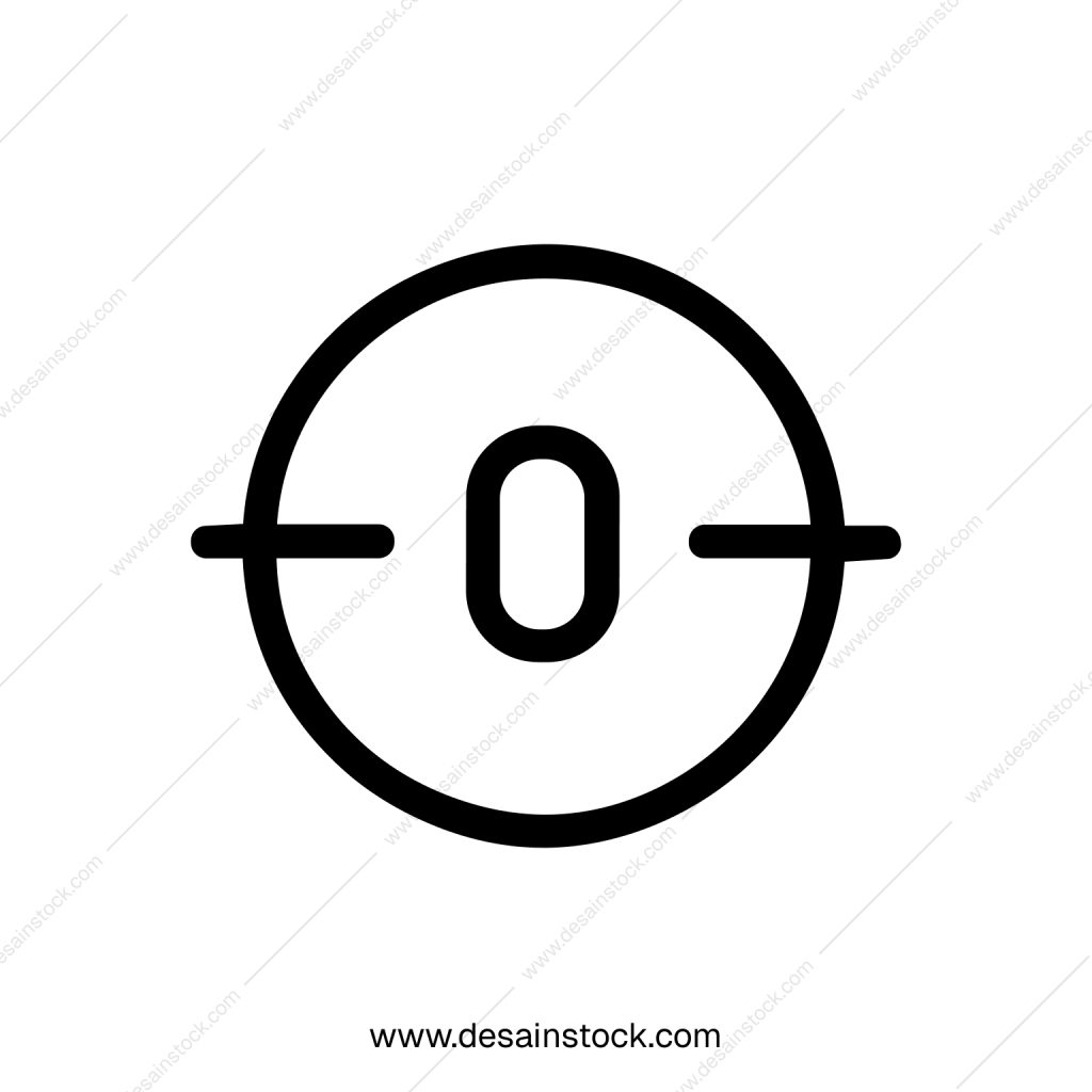 Minimalist Line Style Number Zero Inside Circle Shape Icon Symbol