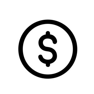 Simple Line Art Coin Dollar Sign Currency Symbol Icon Illustration