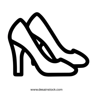 Simple Outline Elegant High Heel Shoes Footwear Fashionable Icon Design