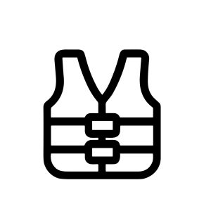 Minimalist Line Art Life Jacket Vest for Water Sports Safety Icon