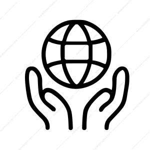 Minimalist Outline Hands Holding Globe Earth World Graphic Icon