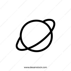 Simple Outline Style Planet with Rings Line Art Style Illustration Icon