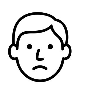 Simple Line Drawing Sad Man Portrait Face Expression Icon Graphic
