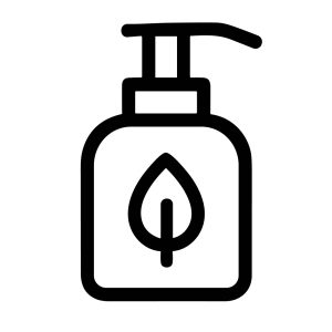 Outline Simple Dispenser Liquid Soap With Leaf Icon for Hygiene