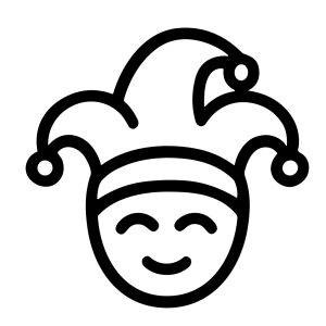 Simple Line Art Jester Face Clown Hat Carnival Party Celebration Icon