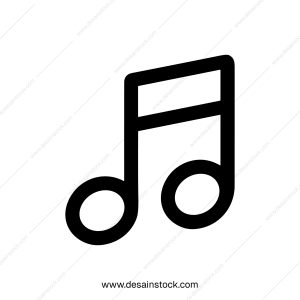 Simple Outline Music Note Icon Sign Shape Isolated