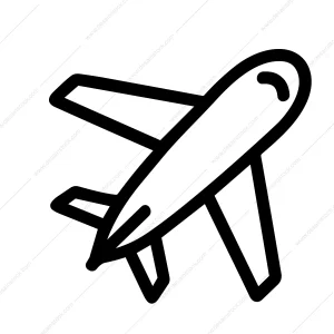 Simple Outline Flying Airplane Aircraft Transport Sign Symbol Icon Design