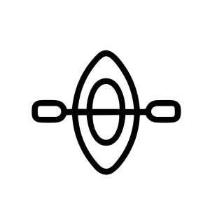 Minimalist Line Drawing Kayak and Paddle for Outdoor Adventure Icon
