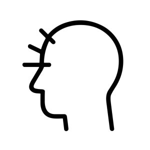 Simple Line Art Head Pain Icon, Headache, Stress, Depression Concept