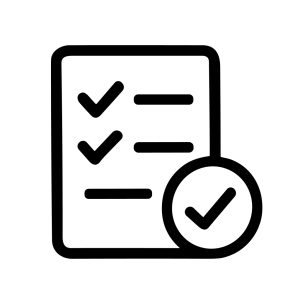 Minimalist Outline Checklist with Circle Checkmark Sign Shape Icon Element