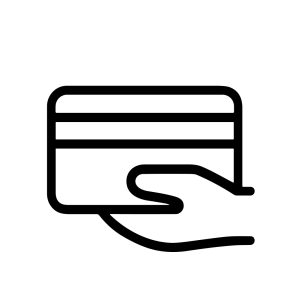 Simple Outline Hand Holding Credit Card Finance Payment Icon Design