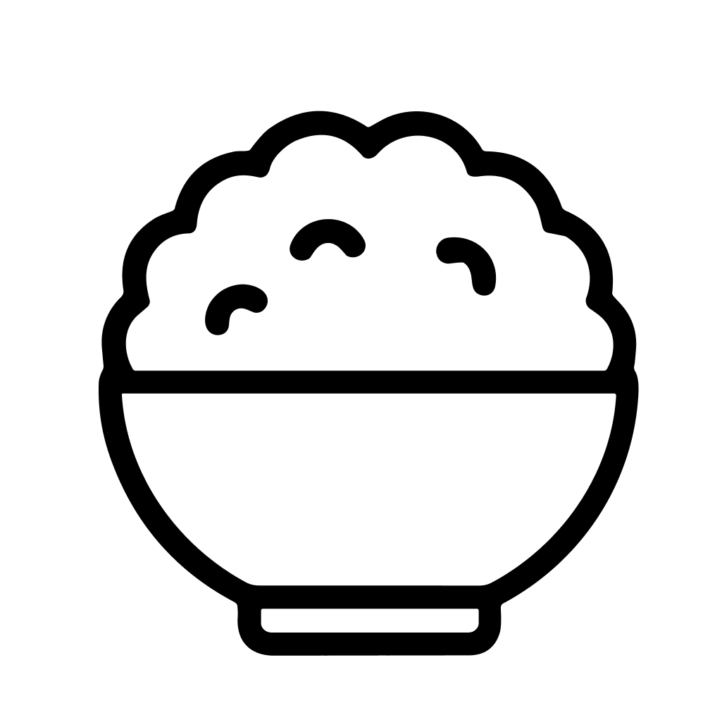 Simple Line Art Rice Bowl Meal Asian Cuisine Icon Design