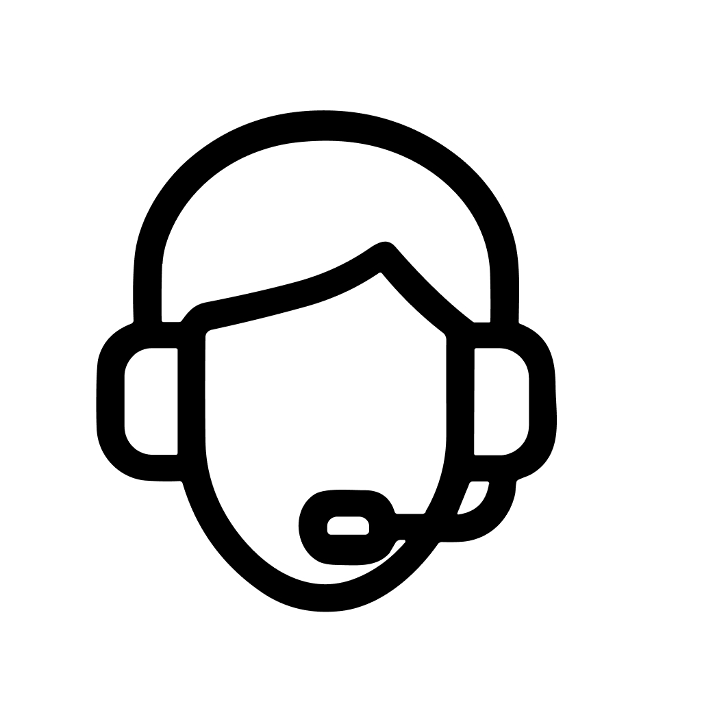 Simple Outline Customer Service Agent with Headset Communication Icon