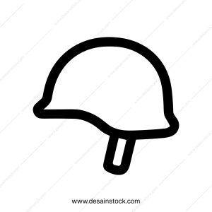Simple Outline Protective Headgear Style Safety Helmet Icon for Web