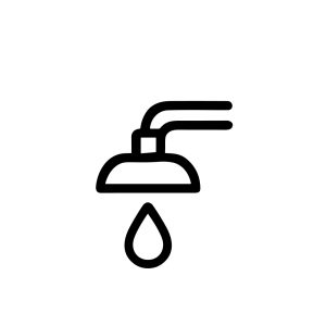 Outline Simple Shower Head with Water Drop Bathroom Fixture Icon