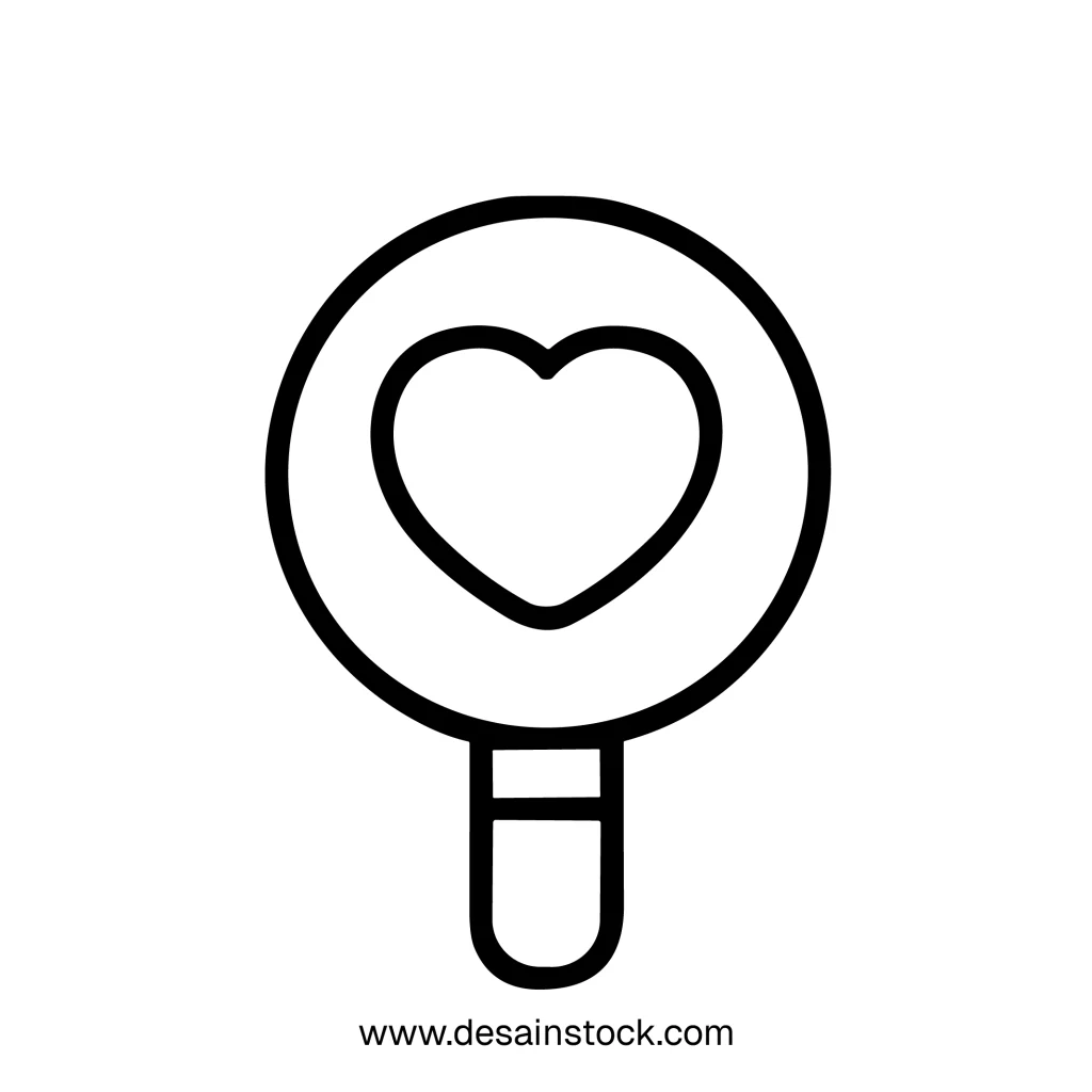 Outline Simple Heart in Magnifying Glass Shape Symbol Icon
