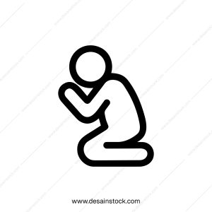 Simple Line Drawing Praying Person Kneeling Religious Symbol Illustration