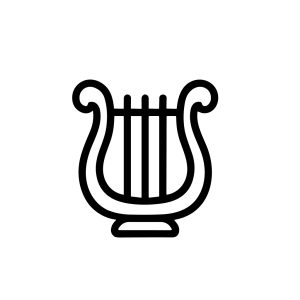 Simple Outline Handdrawn Lyre Stringed Instrument Ancient Greek Icon Design
