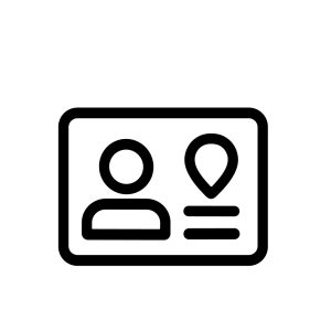 Simple Outline User Identification Card With Placeholder Location Mark Icon