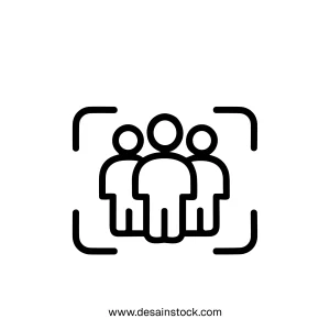 Minimalist Outline Group of People with Frame Line Icon Design