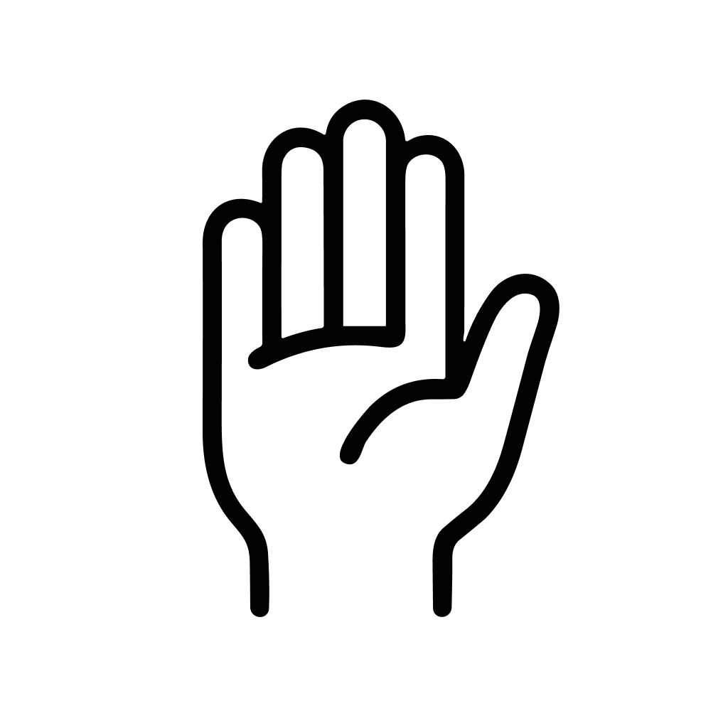 Simple Outline Hand Gesture Open Palm Showing Stop Sign Icon