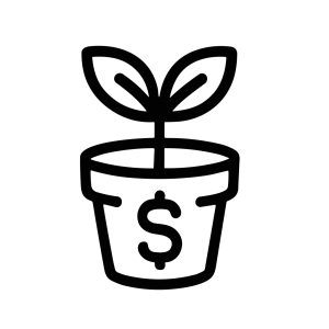 Simple Outline Dollar Sign Seedling in Pot Finance Growth Icon