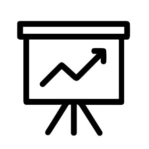 Minimalist Outline Presentation Board with Growing Chart Line and Upward Arrow Icon