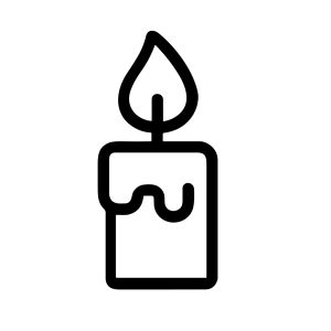 Outline Simple Single Candle with Flame Burning Line Art Icon