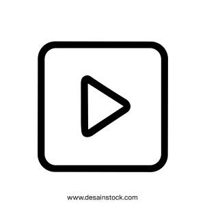 Simple Outline Rounded Square Play Button Media Control Icon