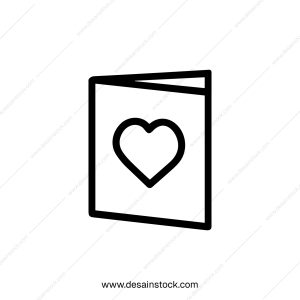 Simple Outline Heart Greeting Card Icon Design with Love Symbol