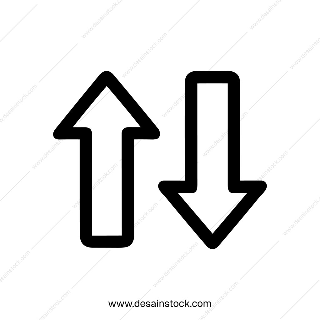 Minimalist Outline Up and Down Arrow Direction Simple Symbol Icon