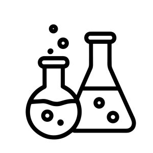 Line Art Laboratory Glassware with Bubbles Science Chemistry Equipment Icon