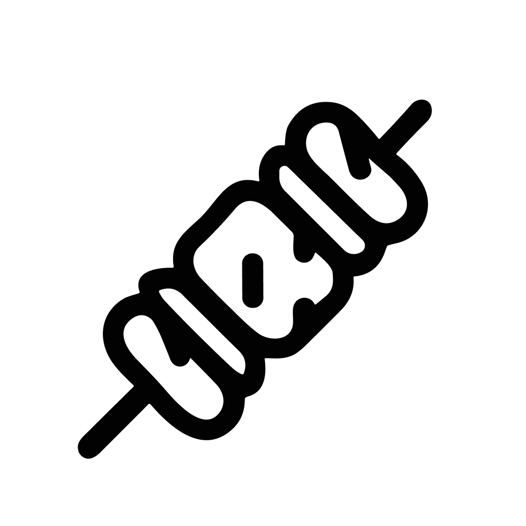 Simple Outline Skewer Grill Meat Food Stick Line Art Icon