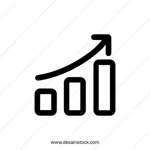 Simple Line Style Growth Chart with Arrow Up Symbol Icon Element