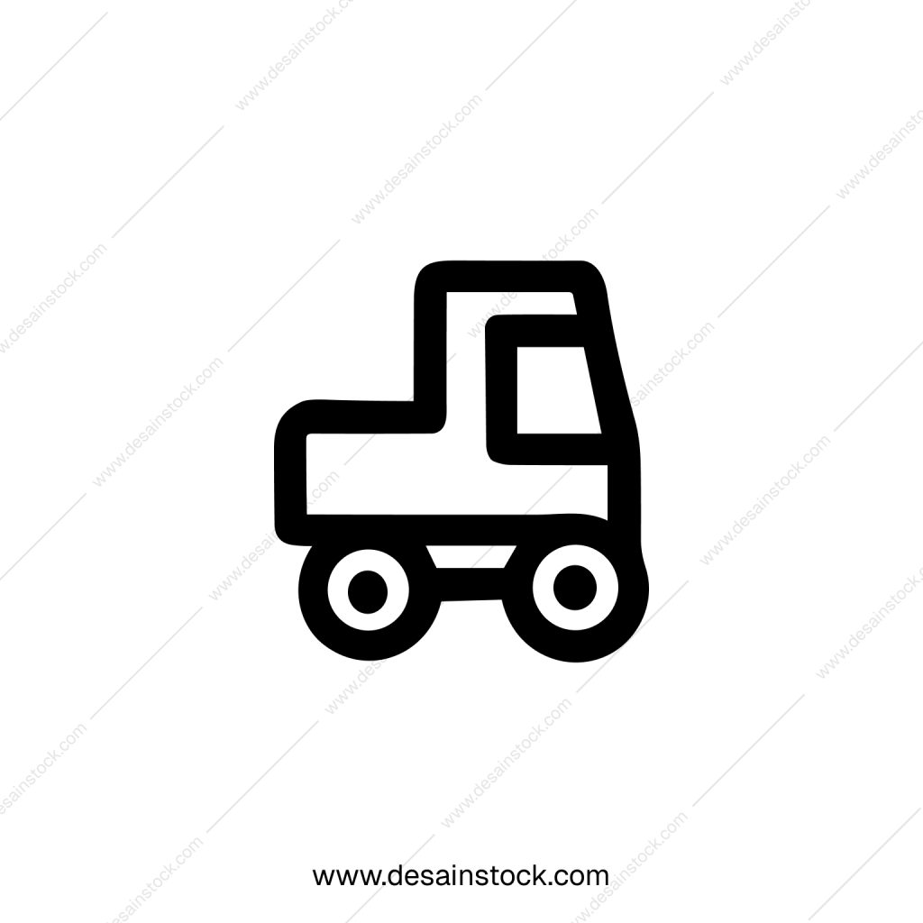 Minimalist Outline Pick Up Truck Transportation Vehicle Machine Icon