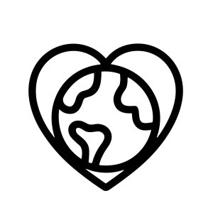 Simple Outline Earth Globe Inside Heart Shape Icon Symbol Design