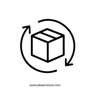Minimalist Outline Package Box Rotation Arrow Recycle Sign Icon