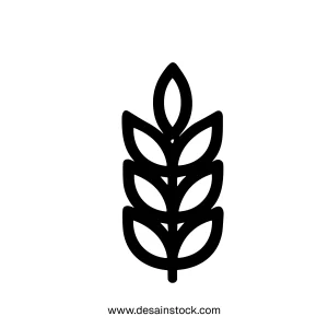 Simple Outline Grain Wheat Ear Plant Icon Illustration Agriculture