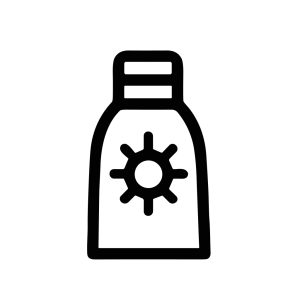 Minimalist Line Art Sunscreen Bottle with Sun Icon Beauty Product