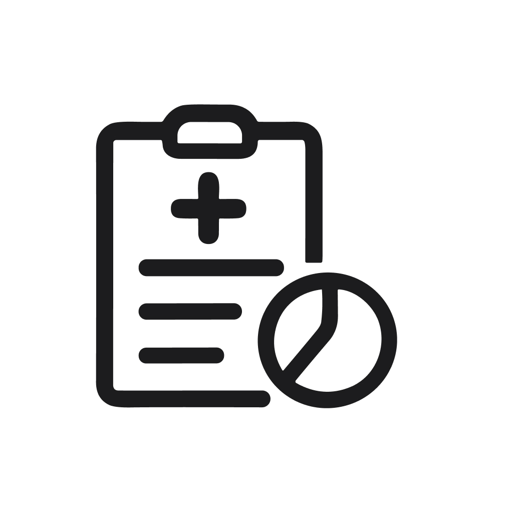 Minimalist Outline Clipboard with Plus Sign and Clock Icon Medical